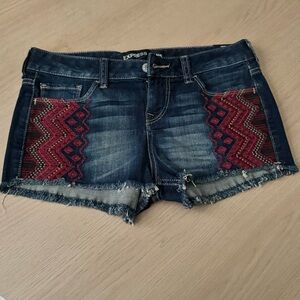 Express Jean Shorts w/ Embroidered Design
